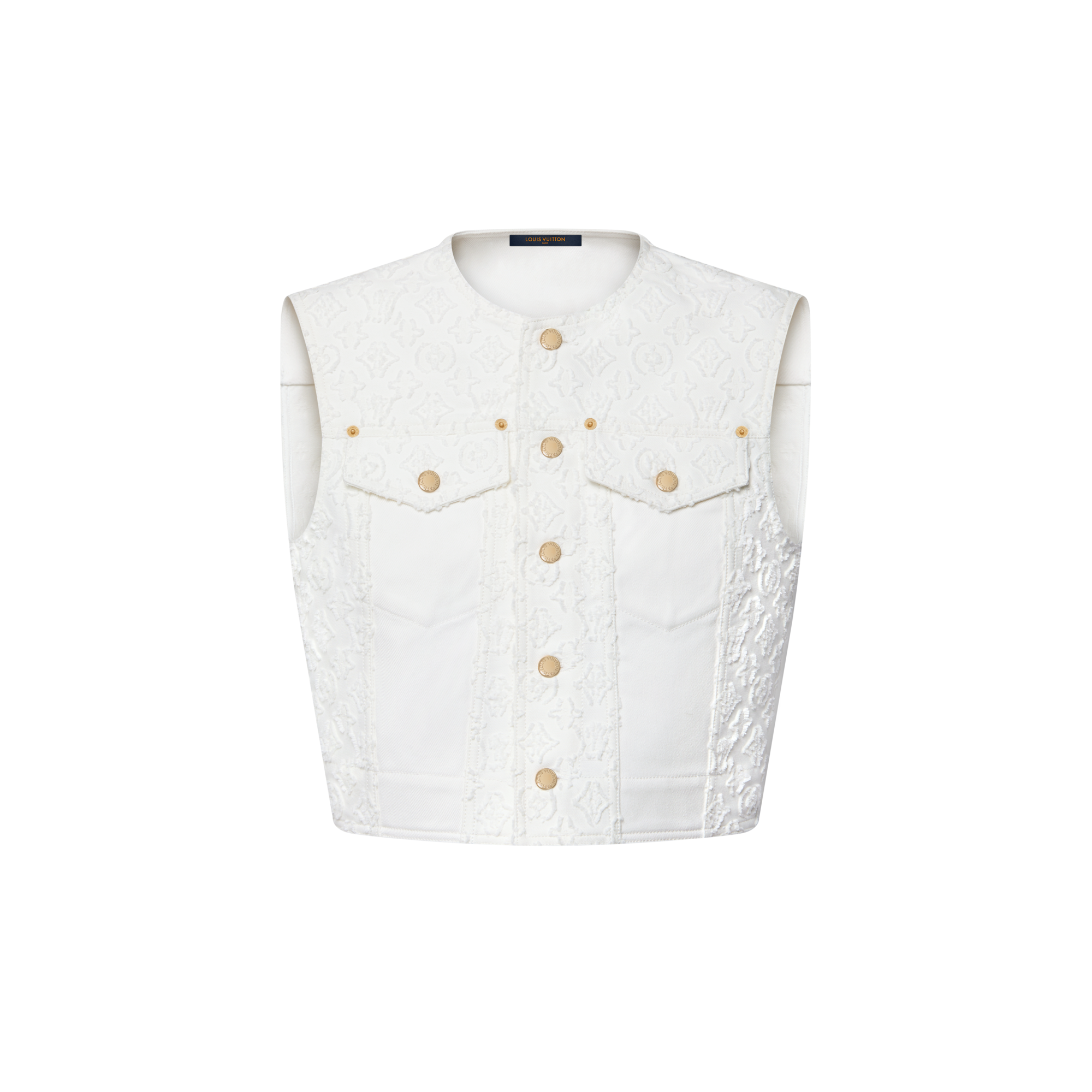 Sleeveless Monogram Fil Coupé Denim Jacket - Ready-to-Wear